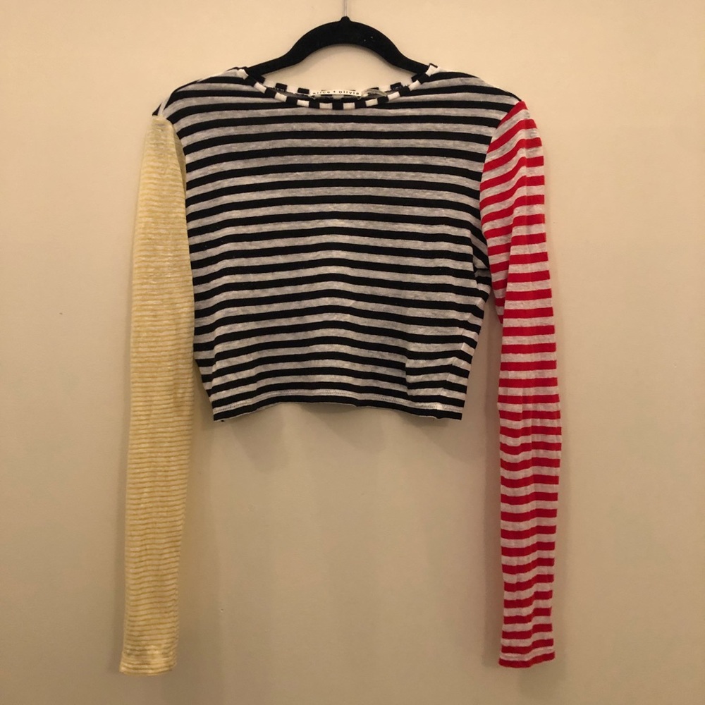 Alice + Olivia striped long-sleeve crop